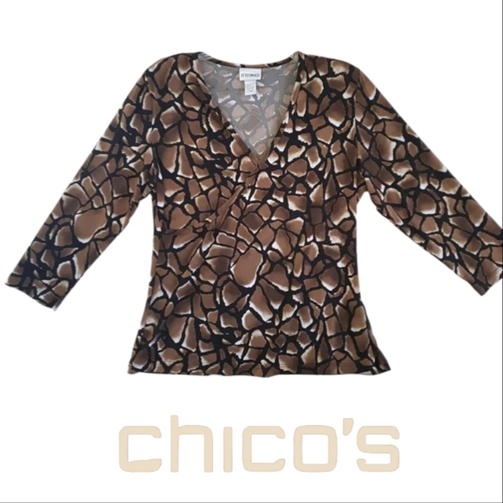 Chico's animal print wrap top L / chico's 2